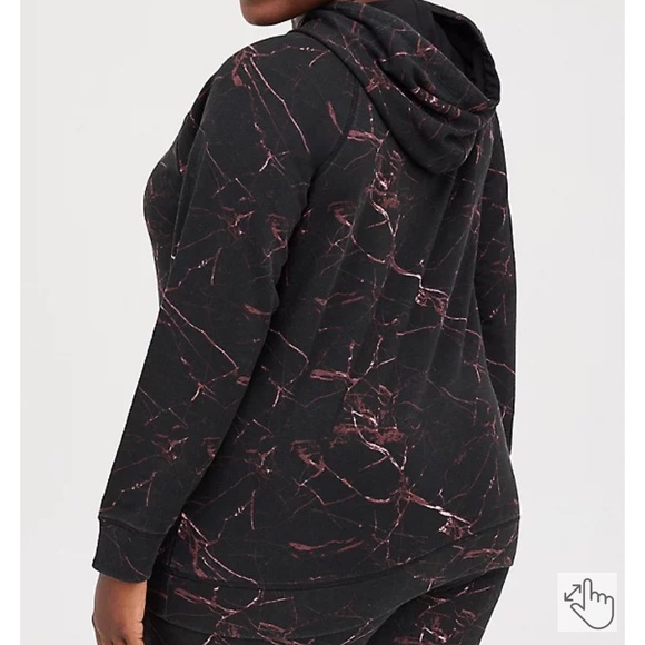 Torrid Size 1 Black Marble Everyday Fleece Hoodie NWT - Picture 3 of 7